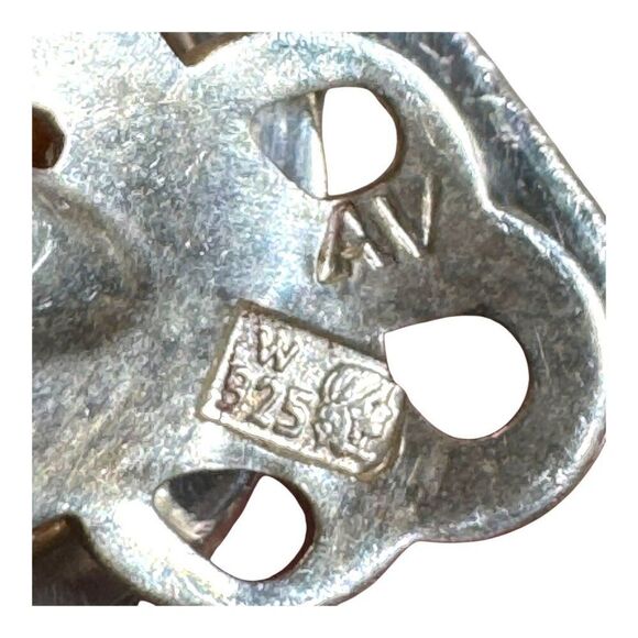 Vintage MCM Brutalist Amber Sterling Silver 925 Clip-On Earrings Triangle Design - Picture 4 of 8